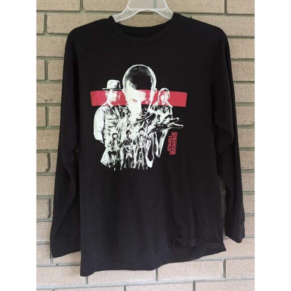 Netflix Stranger Things Adult Long Sleeve T Shirt Medium Black TV Show Series - Picture 1 of 3
